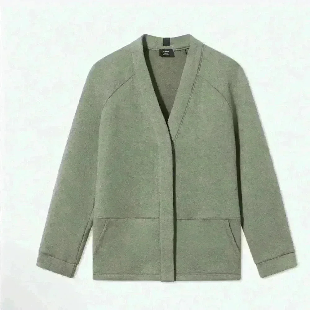 NEW Lunya Lahgo Men’s Restore Double Faced Cardigan Sweater M Green Heather.